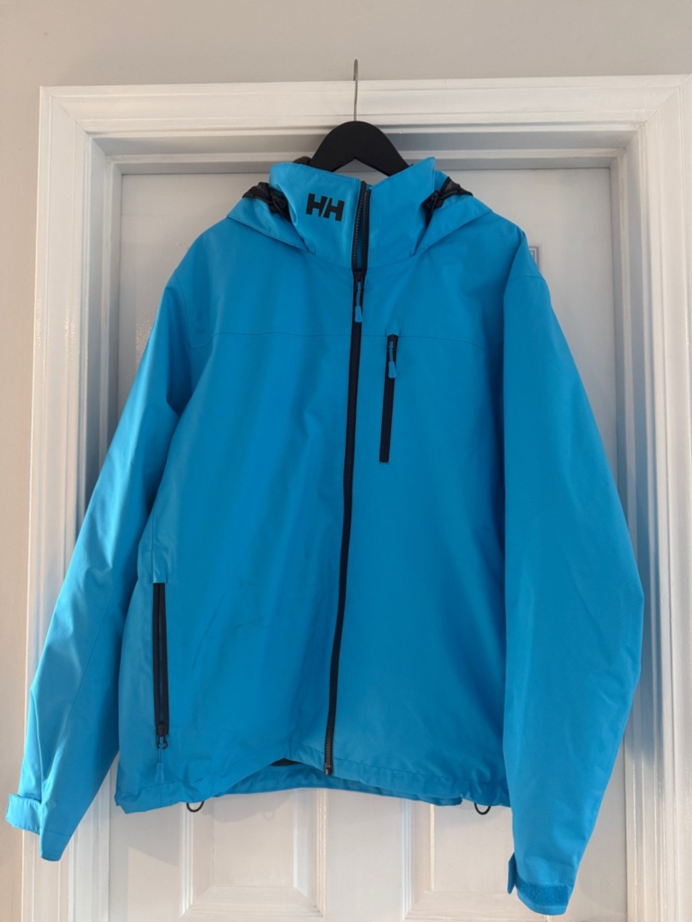 Helly Hansen Turquoise Blue Hooded Rain Jacket